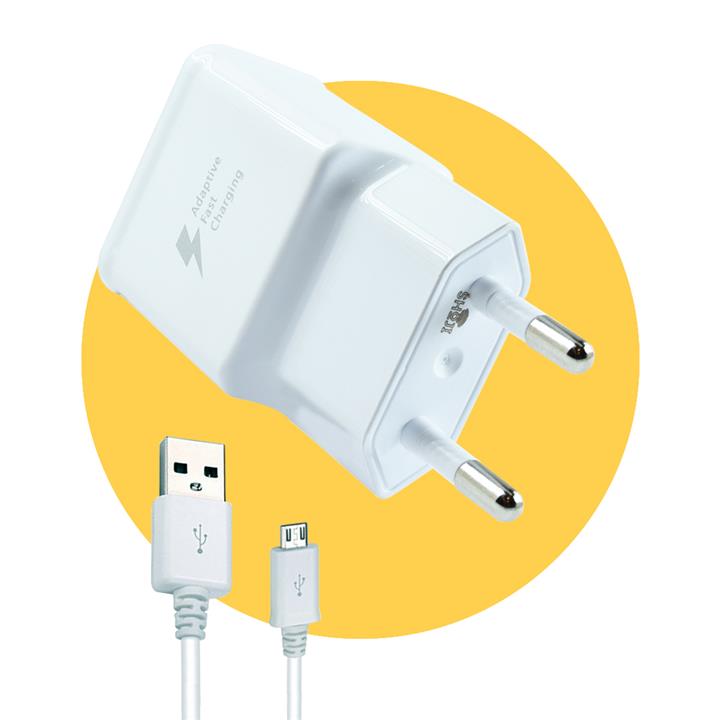 شارژر و کابل فست شارژ سامسونگ مدل NOTE4-A10-A10s (SAMSUNG-Adaptive-Fast-Charging-Wall-Charger) همراه با کابل SH-1001،MICRO USB